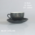 Tách cafe cappuccino kiểu Ý in logo quà tặng Minh Minh (Đen mờ)
