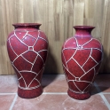 Lọ dế miệng loe men đá ruby đỏ kẻ ô