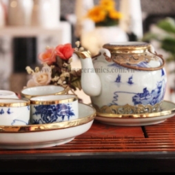 ấm chén pha trà gốm sứ Hải Long Bát Tràng