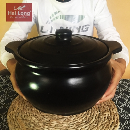 Nồi đất kho cá 3L tráng men đen NodaCook
