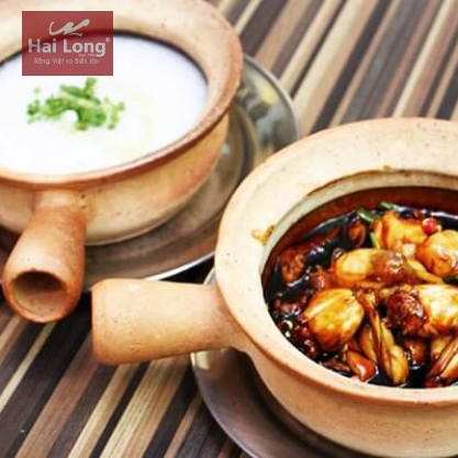 Nồi đất có tay cầm nấu món cháo ếch Singapore 1 lít