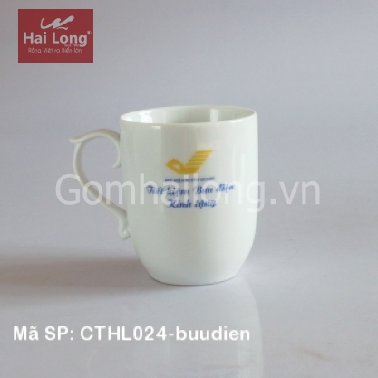 Cốc sứ chóp lửa không nắp in logo quà tặng (Trắng)