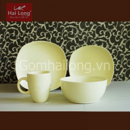 Bộ đồ ăn sáng men mát kem phong cách châu Âu