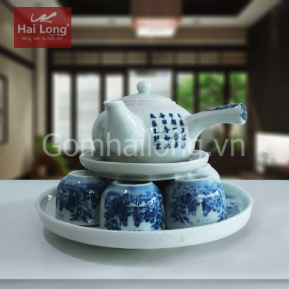 ấm chén pha trà gốm sứ Hải Long Bát Tràng