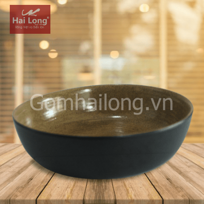 Bát tô nông số 1 đen lòng gốm