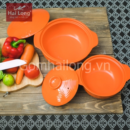 Bộ nồi đất NodaCook nấu cháo cho bé 1 lít & 1,2 lít (Cam)