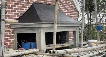 Ứng dụng gạch thẻ trộn màu tự nhiên tone đỏ đậm đỏ đào - Nam Định hinh 5