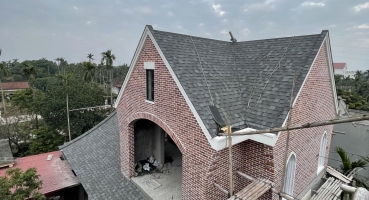 Ứng dụng gạch thẻ trộn màu tự nhiên tone đỏ đậm đỏ đào - Nam Định hinh 6