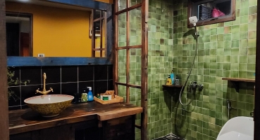 gạch lát men cổ gạch xanh rêu