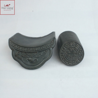 Ngói âm dương hổ phù, chữ thọ men ánh thép- cỡ nhỏ 02 Ngói âm dương hổ phù, chữ thọ men ánh thép- cỡ nhỏ 01