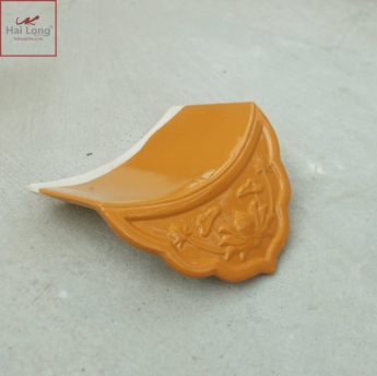 Ngói âm dương sen kép, chữ thọ men vàng hổ phách - cỡ trung 01