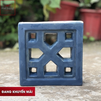 gạch thông gió bằng gốm - hoạ tiết chữ Y - men xanh chivas