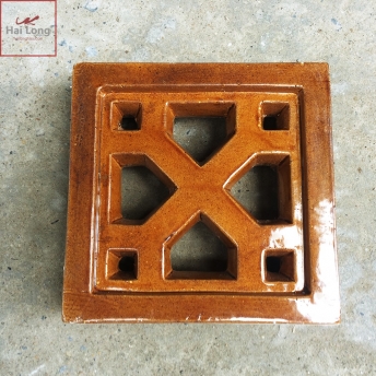 Gạch thông gió chữ Y men vàng da lươn 01