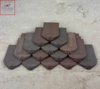 Ngói mũi hài cổ trộn nâu đỏ nâu đen cổ kính 01
