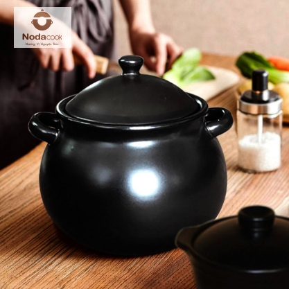Nồi đất hầm gà thuốc bắc NodaCook 05 Lít (Men sứ đen)