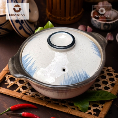 Nồi sứ vẽ tay thủ công hoạ tiết nét phẩy bút