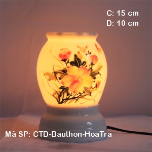 Đèn xông hương tinh dầu vẽ Hoa Trà|Dáng bầu thon| Xưởng SX Bảo Minh Đèn xông hương tinh dầu vẽ Hoa Trà|Dáng bầu thon| Xưởng SX Bảo Minh