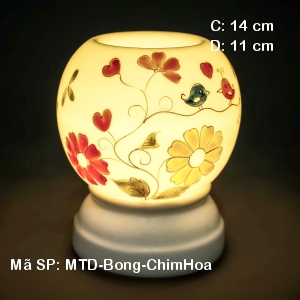 Đèn đốt tinh dầu điện vẽ Chim Hoa| Dáng Bóng| Sứ Bảo Minh Đèn đốt tinh dầu điện vẽ Chim Hoa| Dáng Bóng| Sứ Bảo Minh
