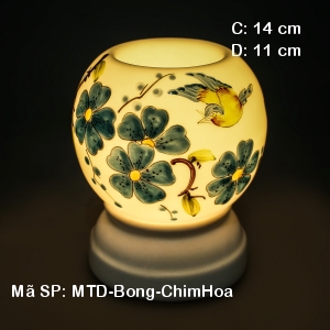 Đèn xông hương tinh dầu vẽ Chim Hoa| Dáng Bóng|Sứ Bảo Minh